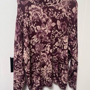 LC Lauren Conrad Burgundy Floral Sweatshirt